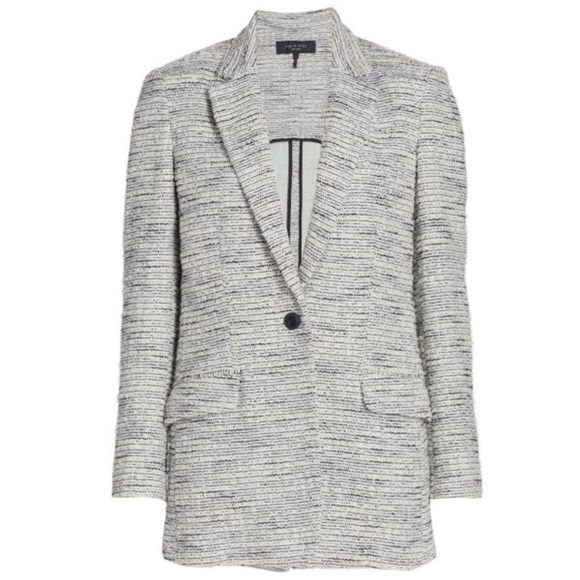 Rag & Bone Ames Deconstructed Tweed Cotton Blazer in Black and White Sz6 - Picture 1 of 11